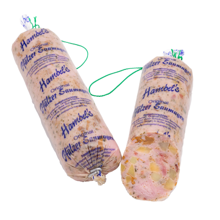 500g Saumagen mit Pfifferlingen und Speck im Kunstdarm