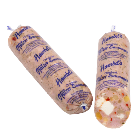 500g Saumagen mit Chili und Schafskäse im Kunstdarm