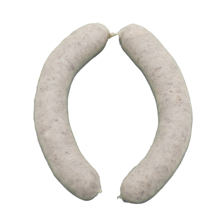 Ein Paar grobe Pfälzer Bratwurst, gebrüht
