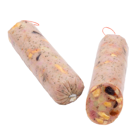 500g Saumagen mit &Auml;pfeln und Pflaumen in Rum im Kunstdarm